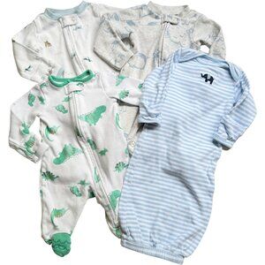 Newborn Baby Boy Pajamas Bundle 4 Piece Cotton Footed Gown Styles